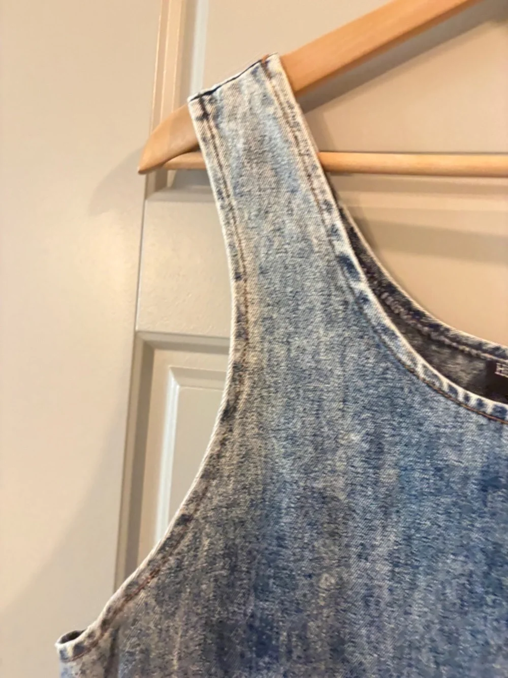 Hollywood Blvd Vintage Acid Wash Denim 100% Cotton Sleeveless Dress M - Picture 5 of 15